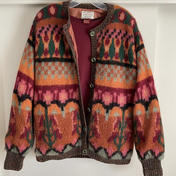 Susan Bristol Sweaters - Susan Bristol Sweater VTG Hand Knit Button Cardigan Size M Burnt Orange Brown